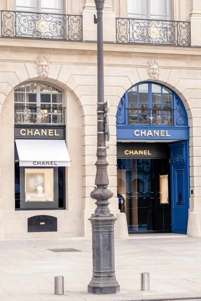 The front of the Chanel designer store in Place Vendome in Paris