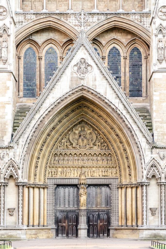 The door of Westminster Abbey in London