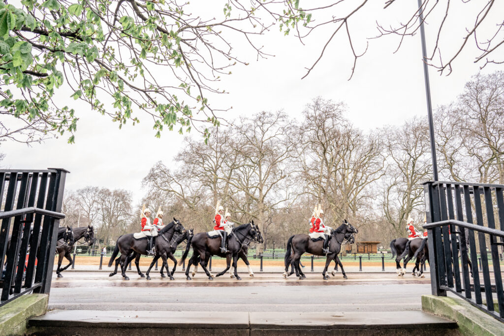 A procession of the King & Queen's soldiers on horseback in London