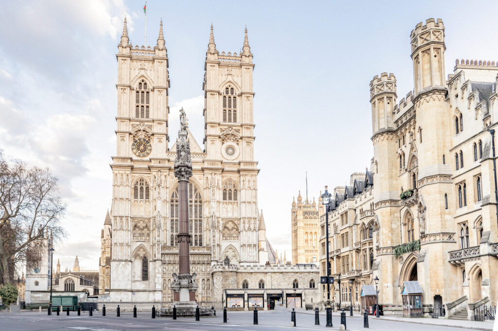 Westminster Abbey from the front in London