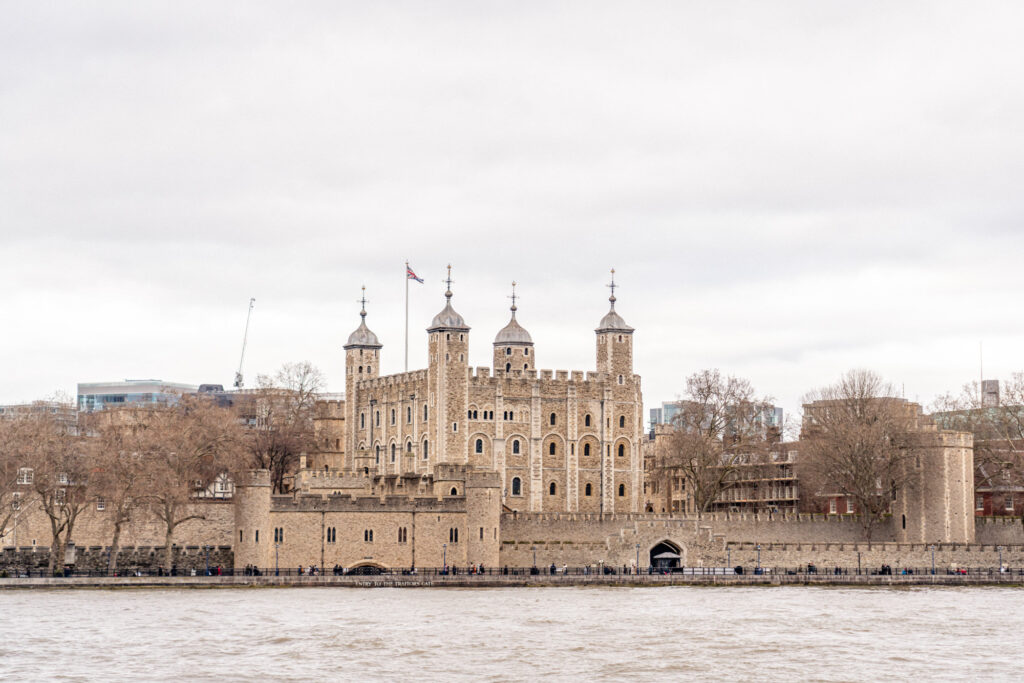 The Tower of London photographed from the other side of the River Thames