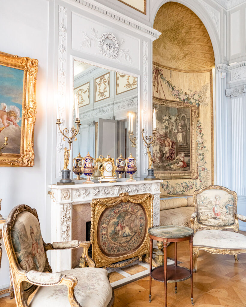 Internal room at Villa Ephrussi de Rothschild wedding venue on the French Riviera with antique furniture