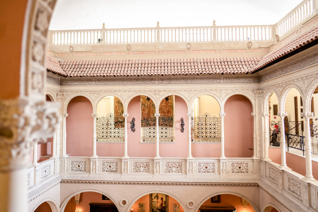 View of the mezzanine at Villa Ephrussi de Rothschild wedding venue on the French Riviera