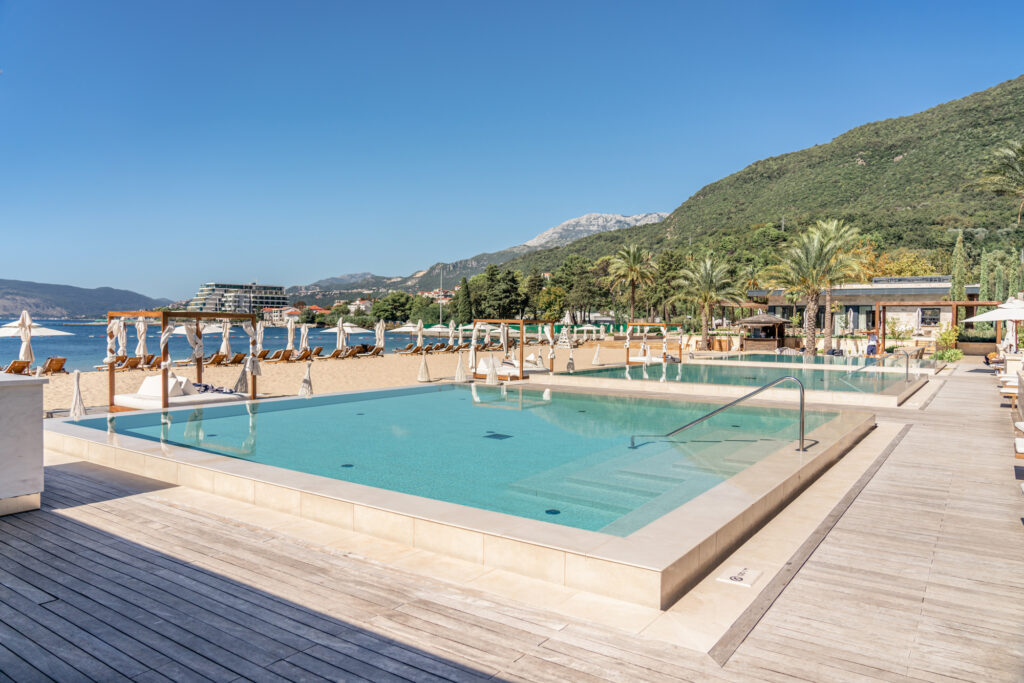 The 3 pools overlooking the private beach at the One & Only Portonovi in Montenegro