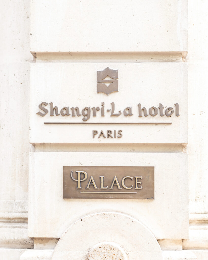 Sign of the Shangri-La Hotel in Paris