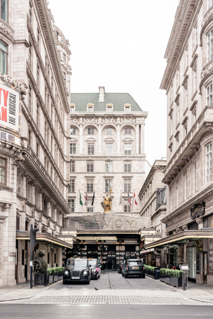 The exterior of the Savoy Hotel in London