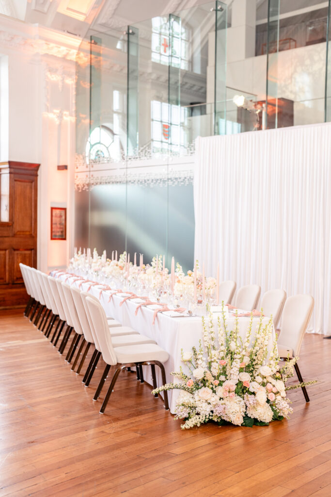 The De Montford Suite reception room at the Town Hall Hotel wedding venue in London